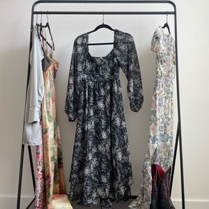 Elegant Black Floral Women's Dress